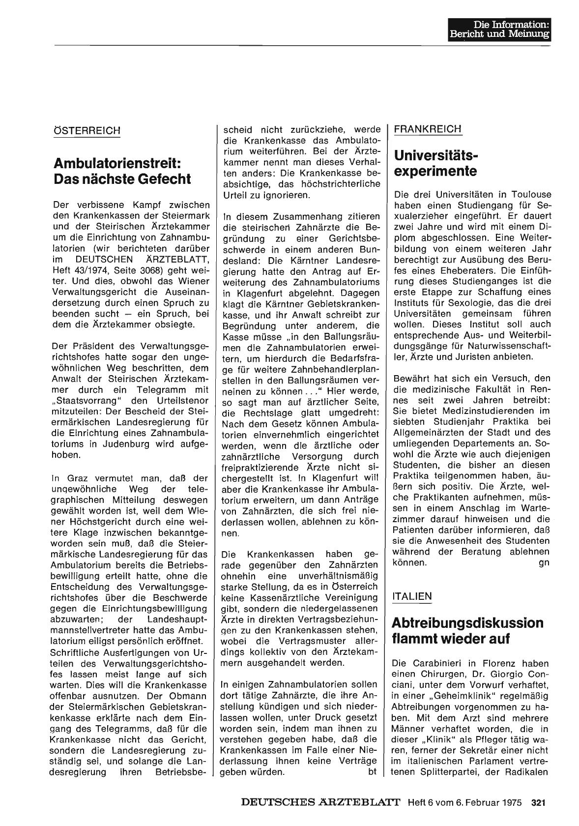 Vorschauseite 1: Italien: Abtreibungsdiskussion flammt wieder auf