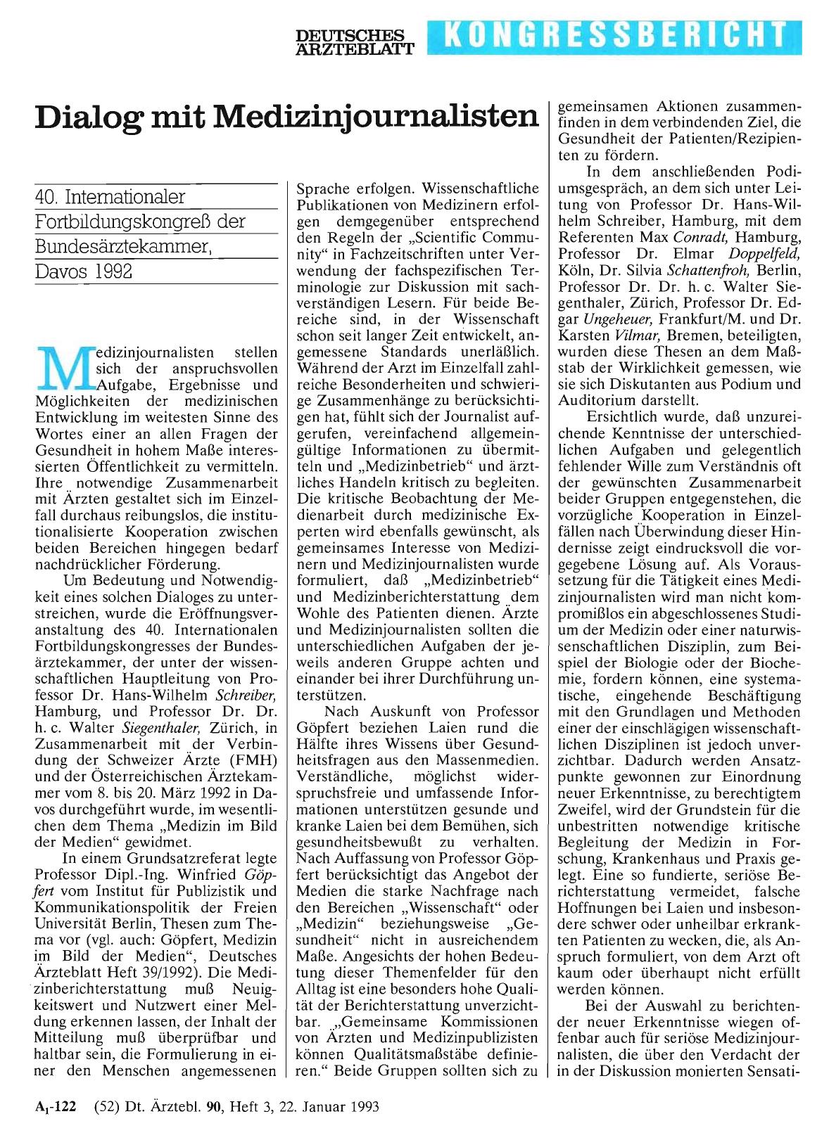 Vorschauseite 1: Dialog mit Medizinjournalisten