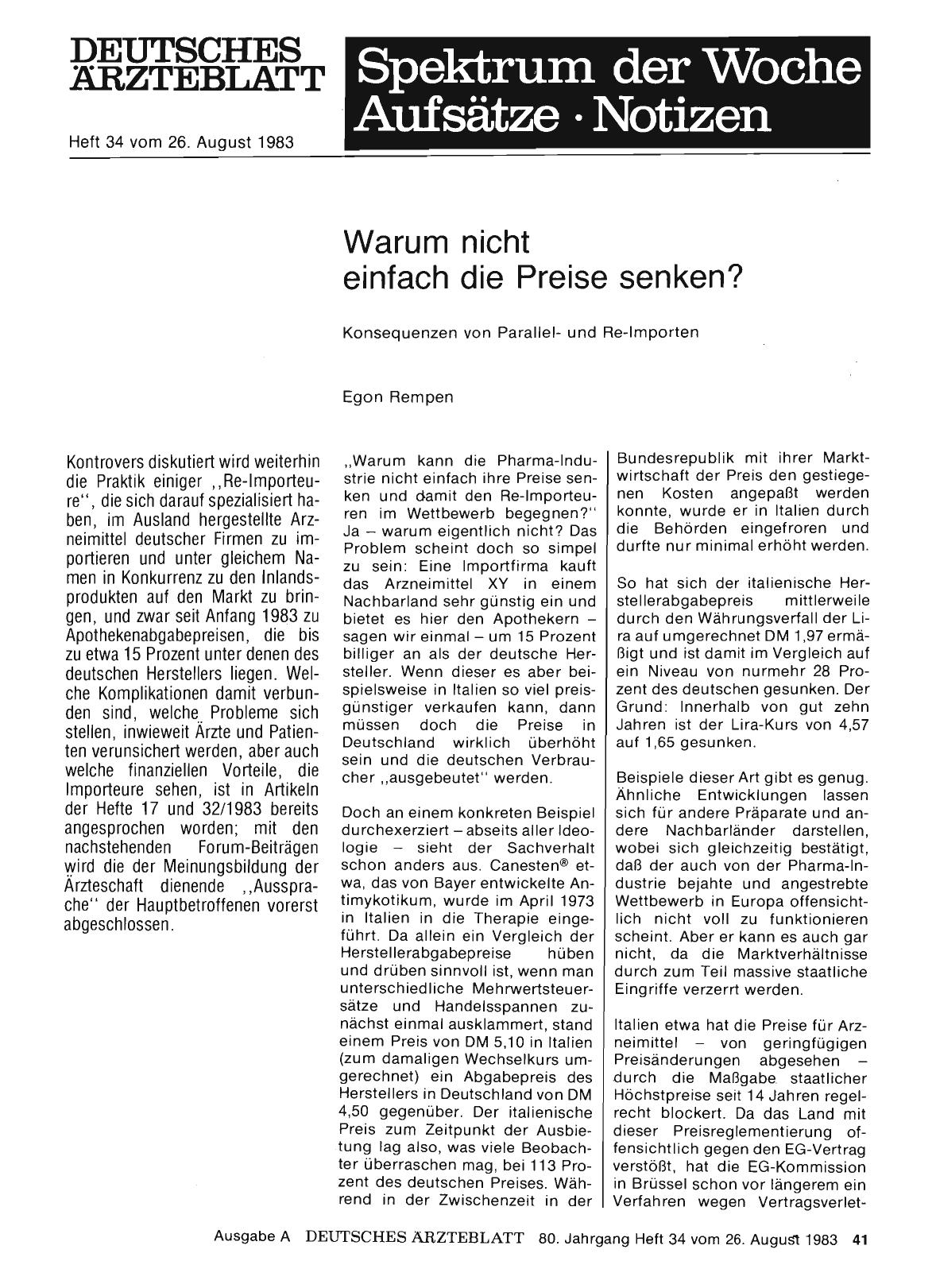 Vorschauseite 1: Warum nicht einfach die Preise senken? Konsequenzen von Parallelund Re-Importen