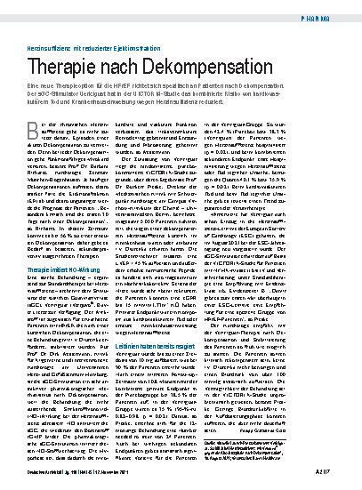 Vorschauseite 1: Herzinsuffizienz mit reduzierter Ejektionsfraktion: Therapie nach Dekompensation