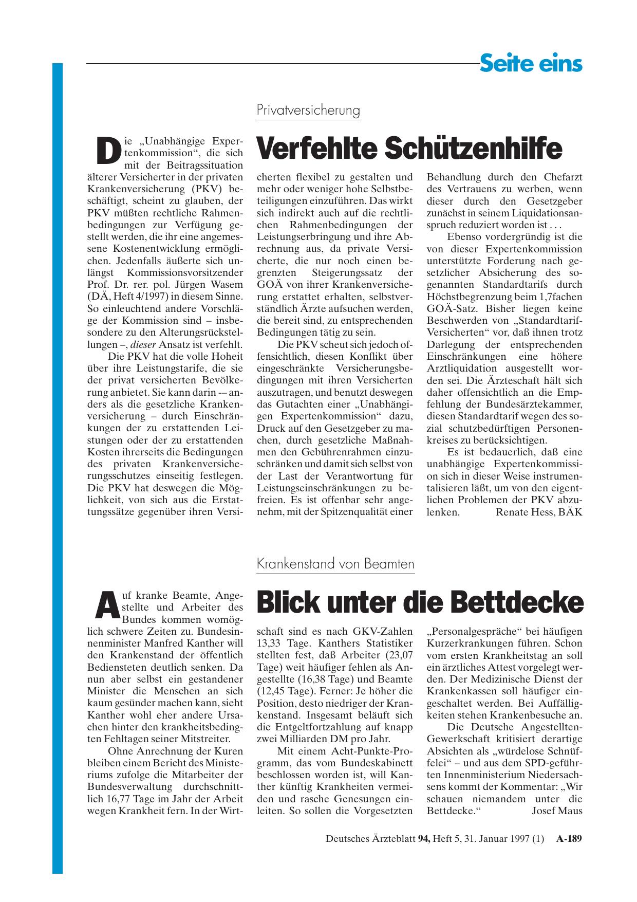 Vorschauseite 1: Krankenstand von Beamten: Blick unter die Bettdecke