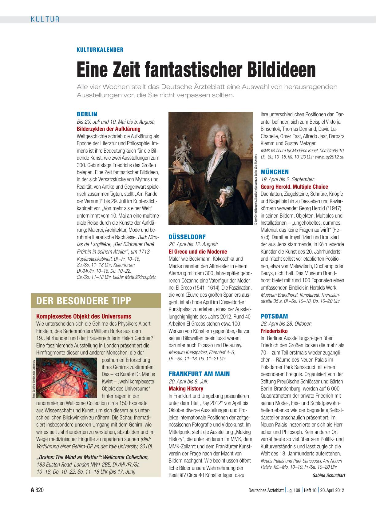 Vorschauseite 1: Kulturkalender: Eine Zeit fantastischer Bildideen