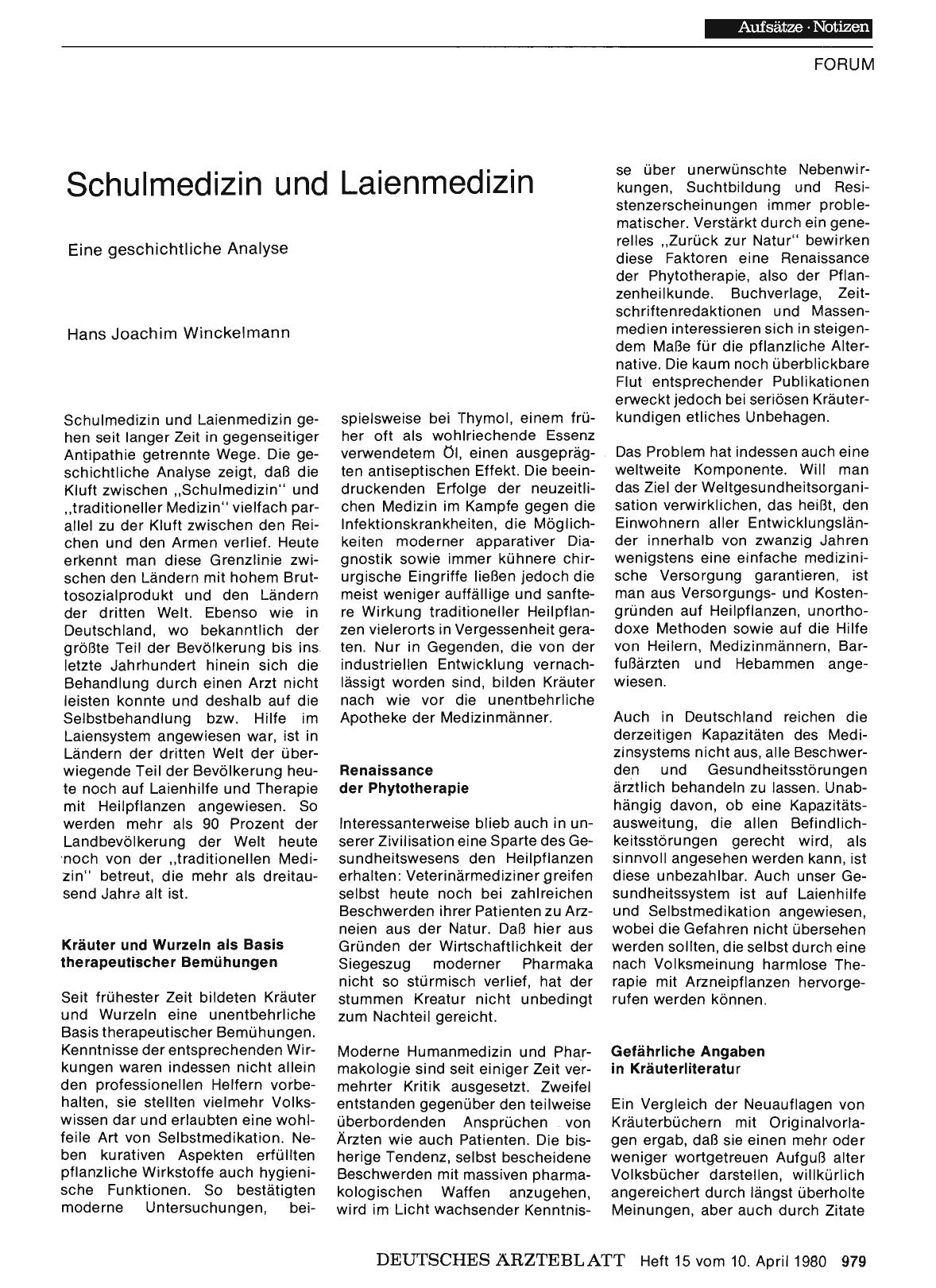 Vorschauseite 1: Schulmedizin und Laienmedizin
