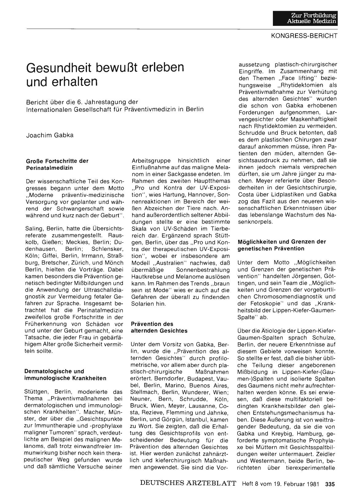 Vorschauseite 1: Gesundheit bewußt erleben und erhalten