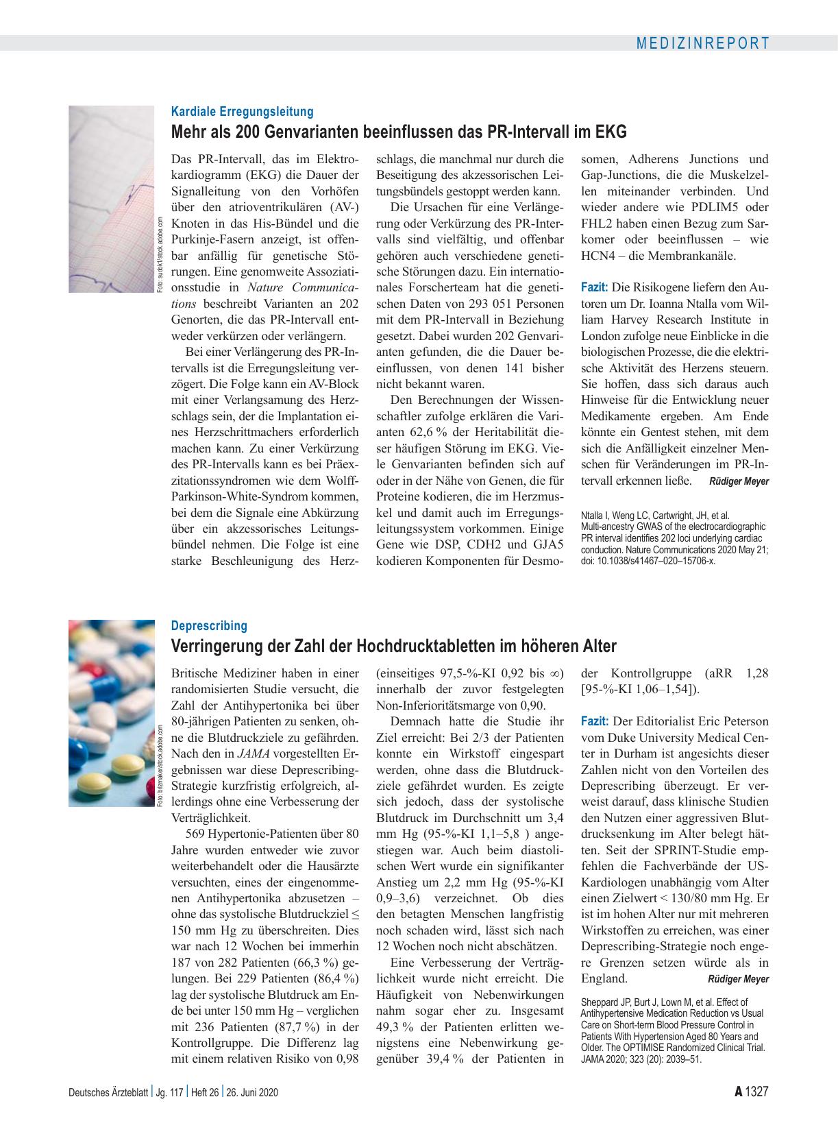 Vorschauseite 1: Deprescribing: Verringerung der Zahl der Hochdrucktabletten im höheren Alter