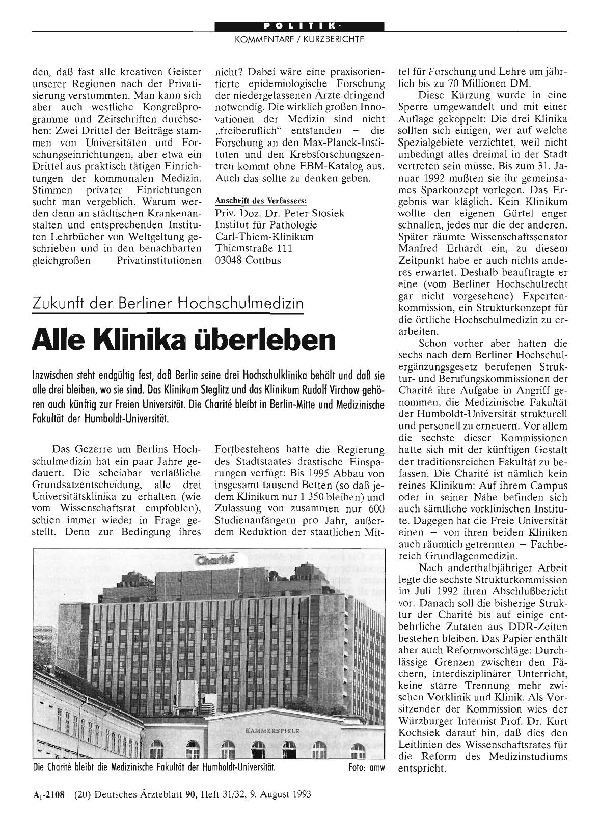 Vorschauseite 1: Zukunft der Berliner Hochschulmedizin: Alle Klinika überleben