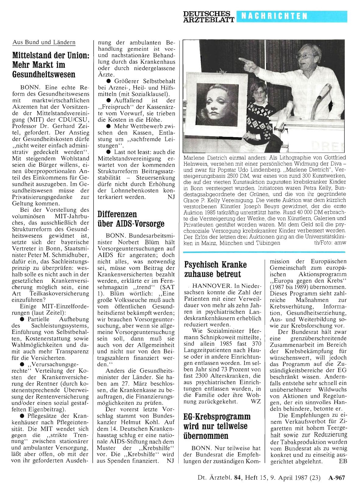 Vorschauseite 1: EG-Krebsprogramm wird nur teilweise übernommen