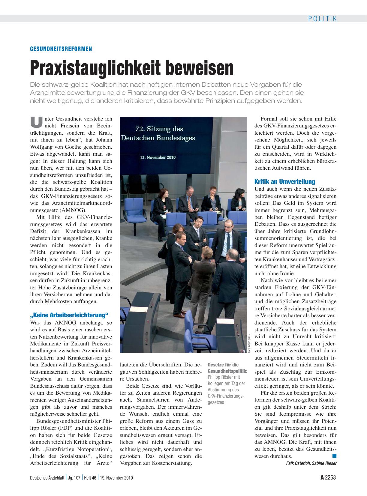 Vorschauseite 1: Gesundheitsreformen: Praxistauglichkeit beweisen