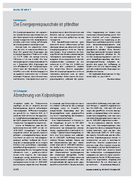 Vorschauseite 1: GOÄ-Ratgeber: Abrechnung von Kolposkopien