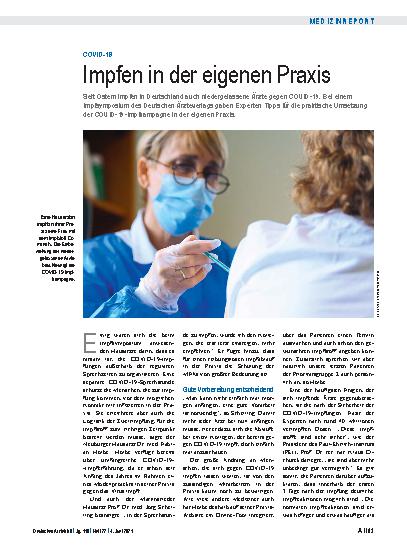 Vorschauseite 1: COVID-19: Impfen in der eigenen Praxis