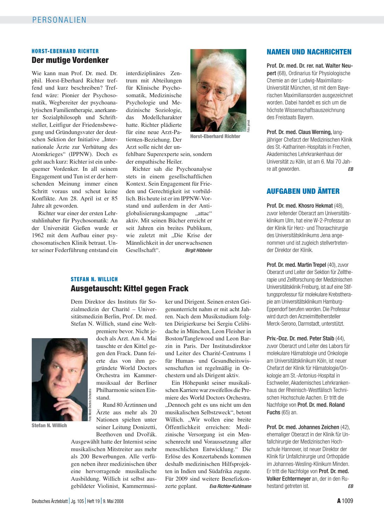 Vorschauseite 1: Stefan N. Willich: Ausgetauscht: Kittel gegen Frack