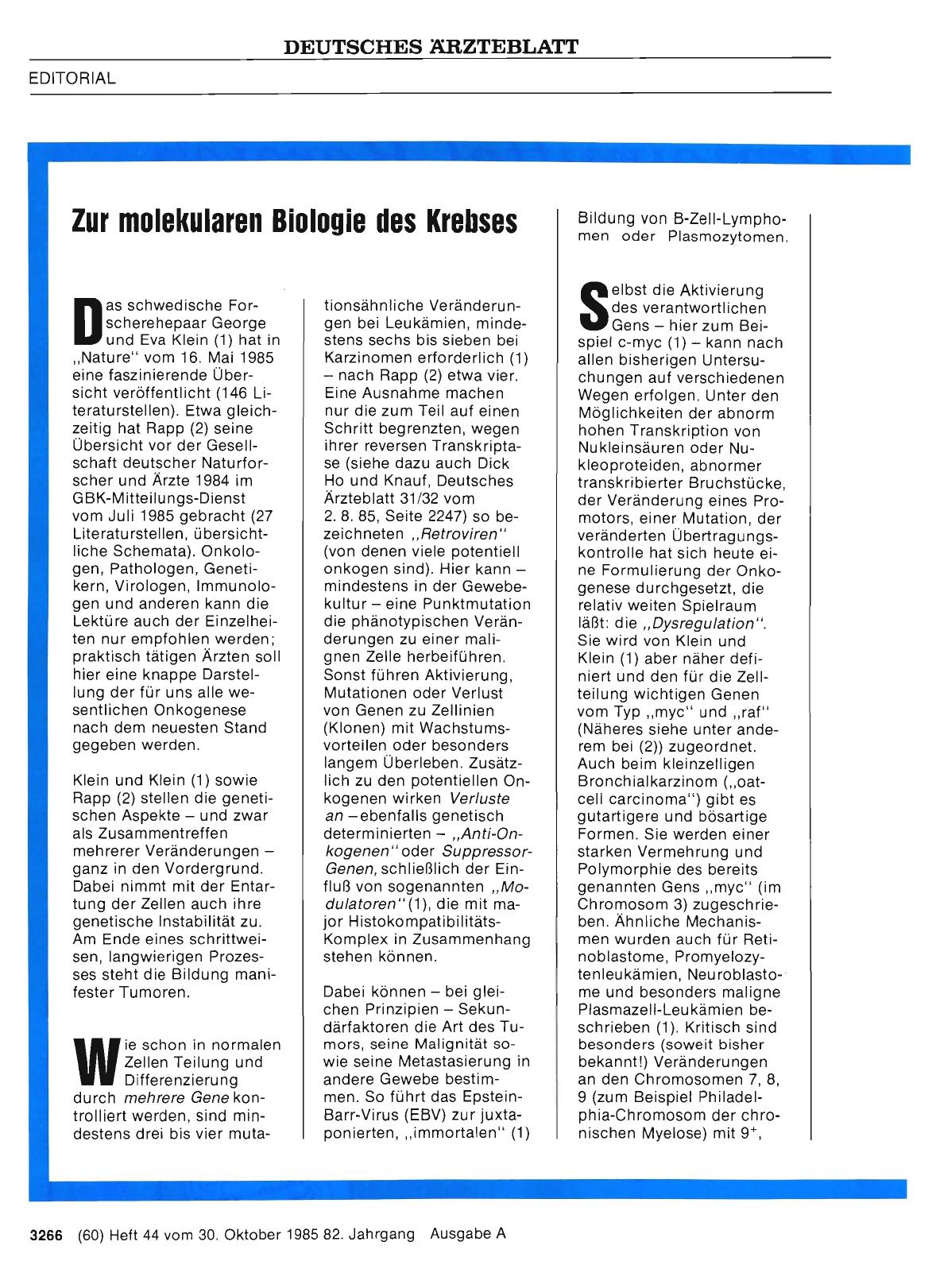 Vorschauseite 1: Zur molekularen Biologie des Krebses