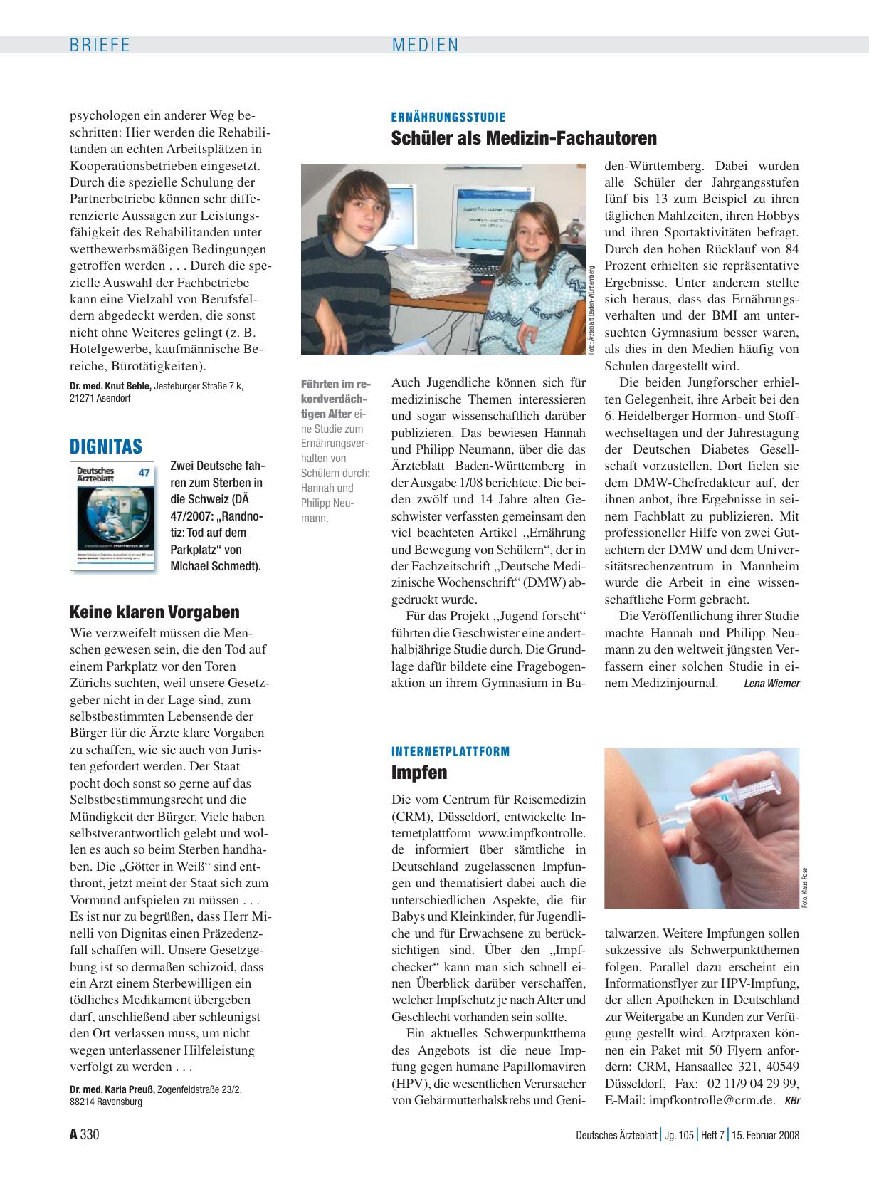 Vorschauseite 1: Internetplattform: Impfen
