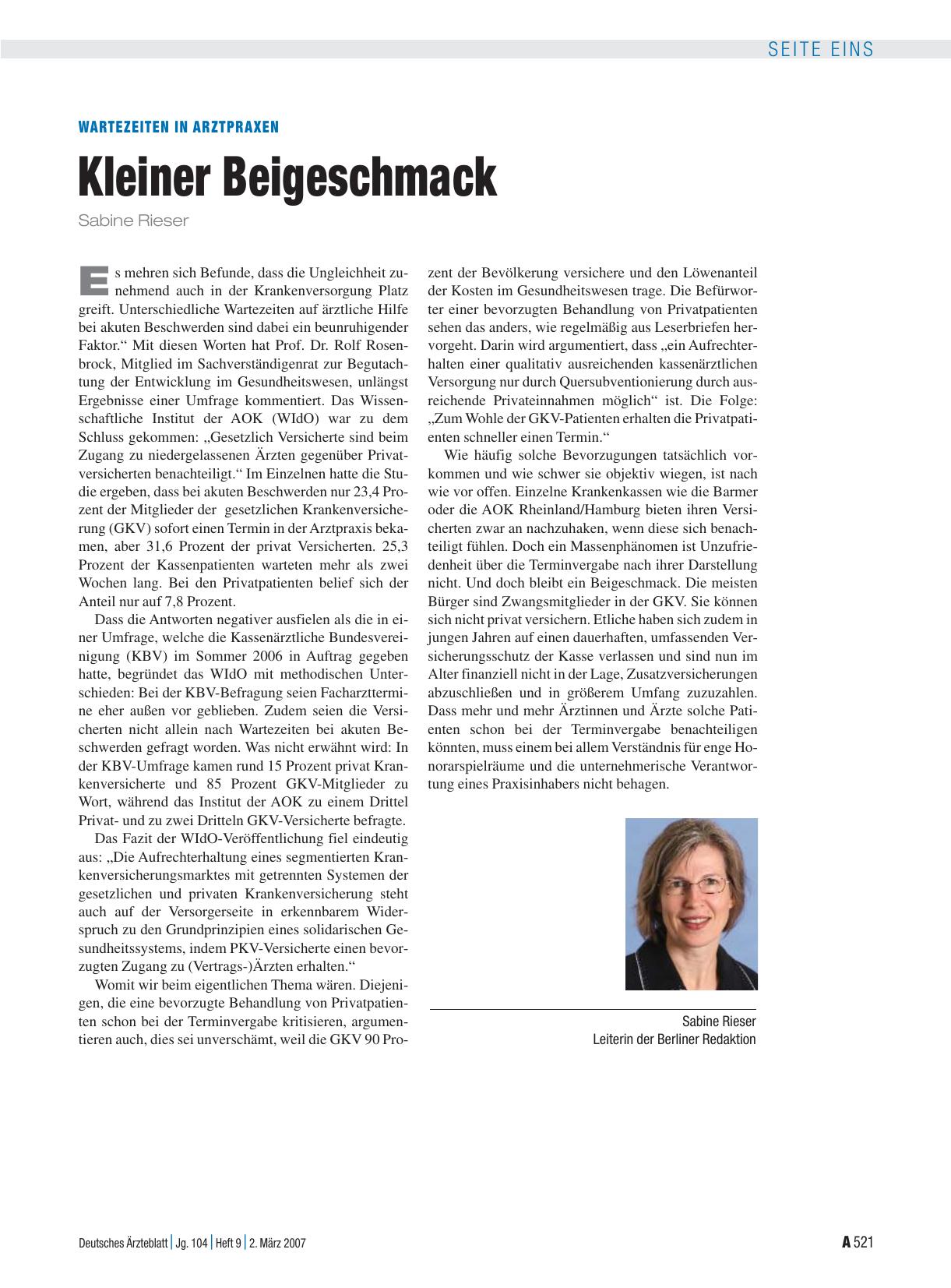 Vorschauseite 1: Wartezeiten in Arztpraxen: Kleiner Beigeschmack