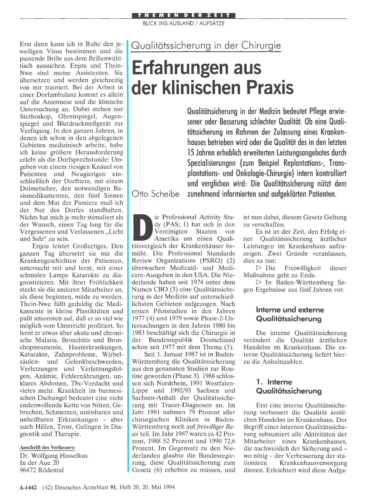Vorschauseite 1: Qualitätssicherung in der Chirurgie: Erfahrungen aus der klinischen Praxis