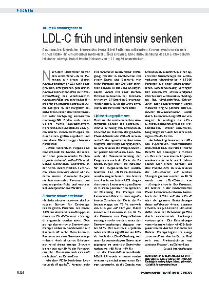 Vorschauseite 1: Akutes Koronarsyndrom: LDL-C früh und intensiv senken