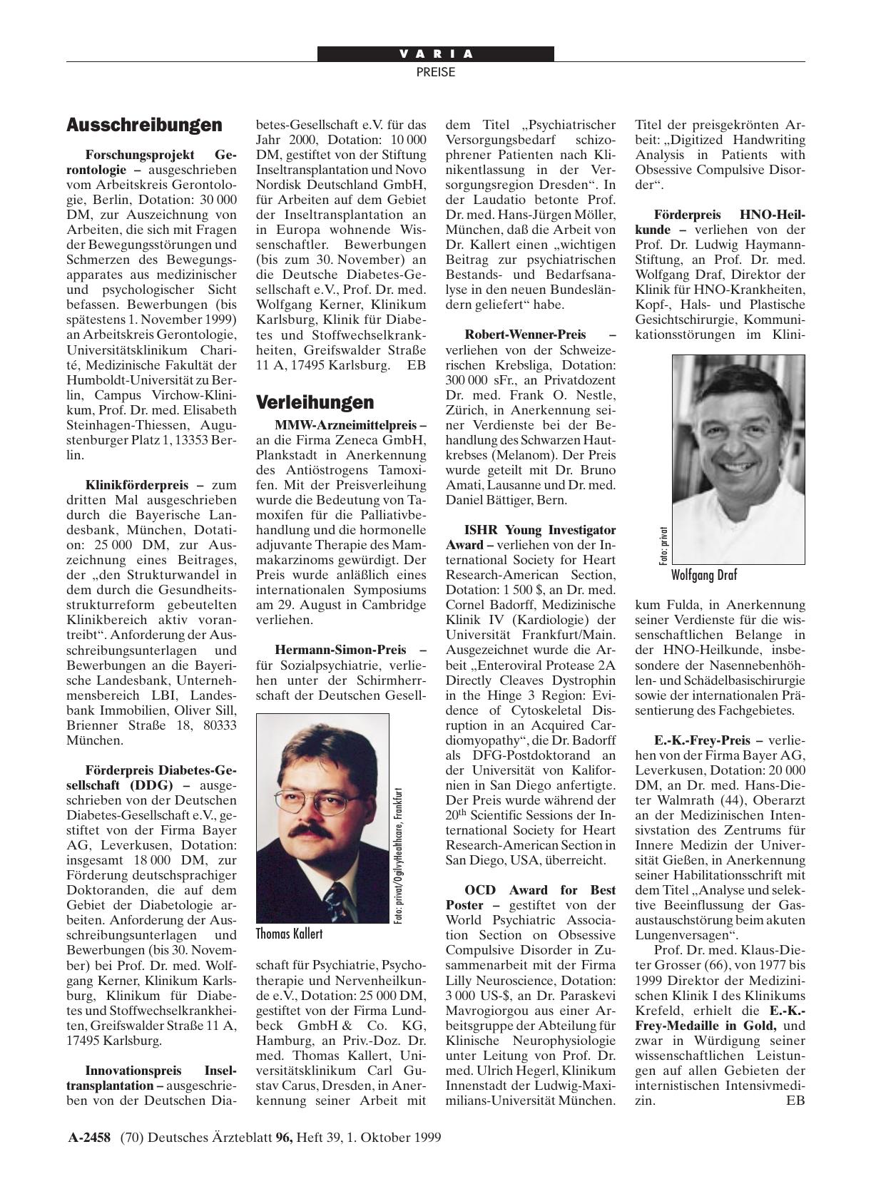 Vorschauseite 1: Verleihungen
