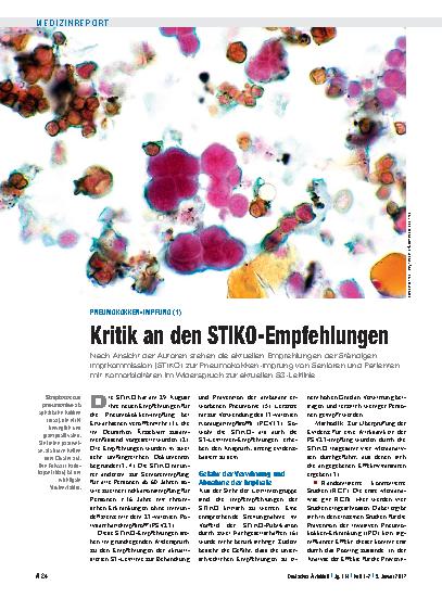 Vorschauseite 1: Pneumokokken-Impfung (1): Kritik an den STIKO-Empfehlungen