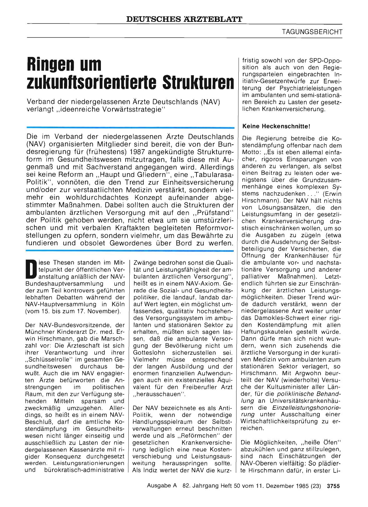 Vorschauseite 1: Ringen um zukunftsorientierte Strukturen