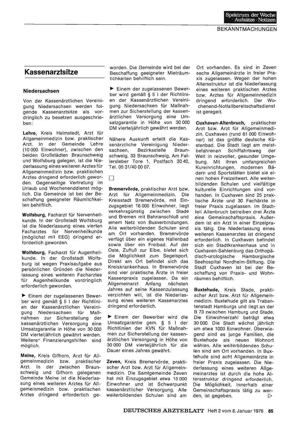Vorschauseite 1: Kassenarztsitze