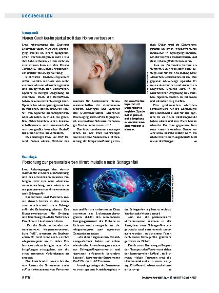 Vorschauseite 1: Optogenetik: Neues Cochlea-Implantat soll das Hören verbessern