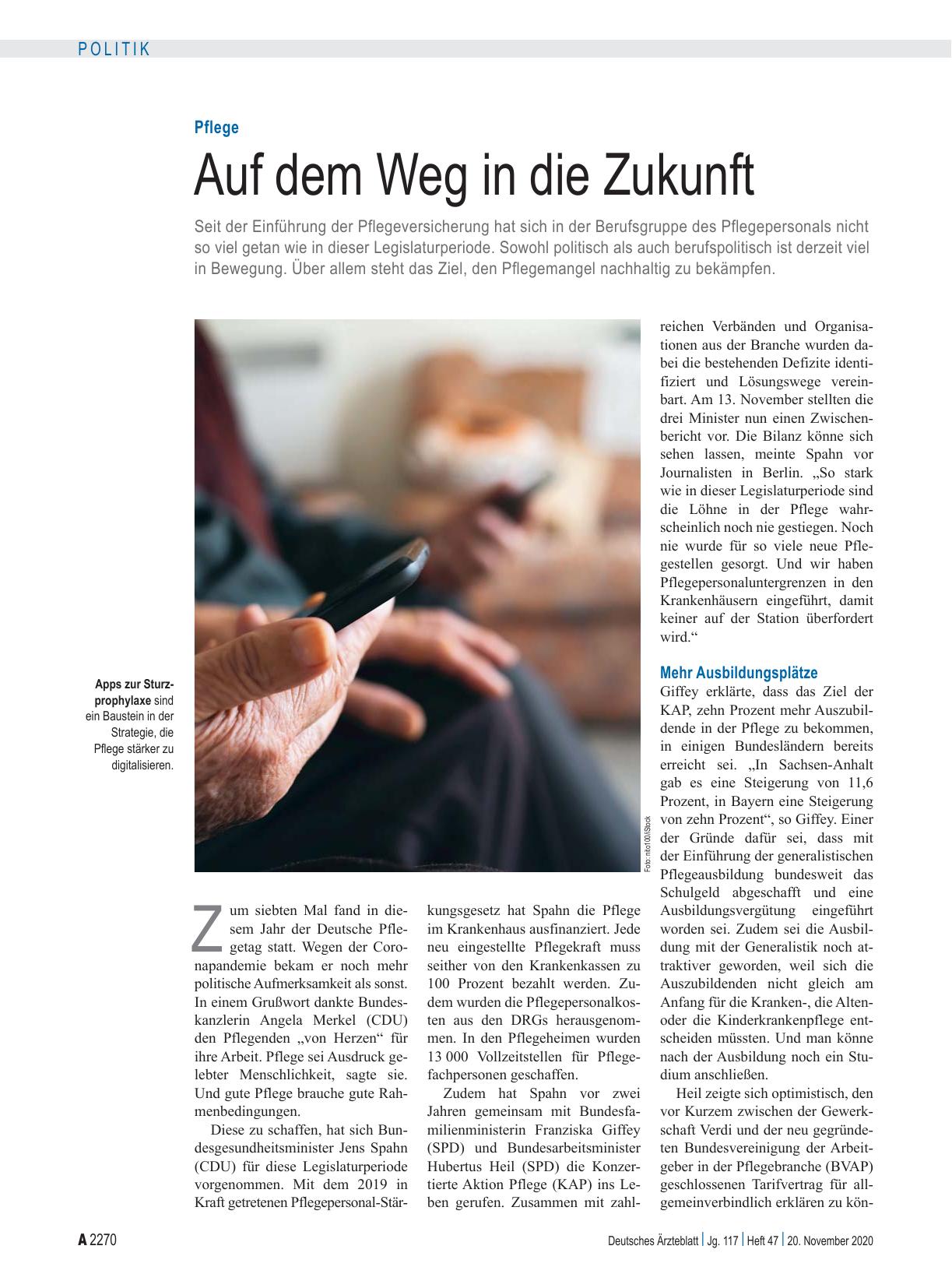 Vorschauseite 1: Pflege: Auf dem Weg in die Zukunft
