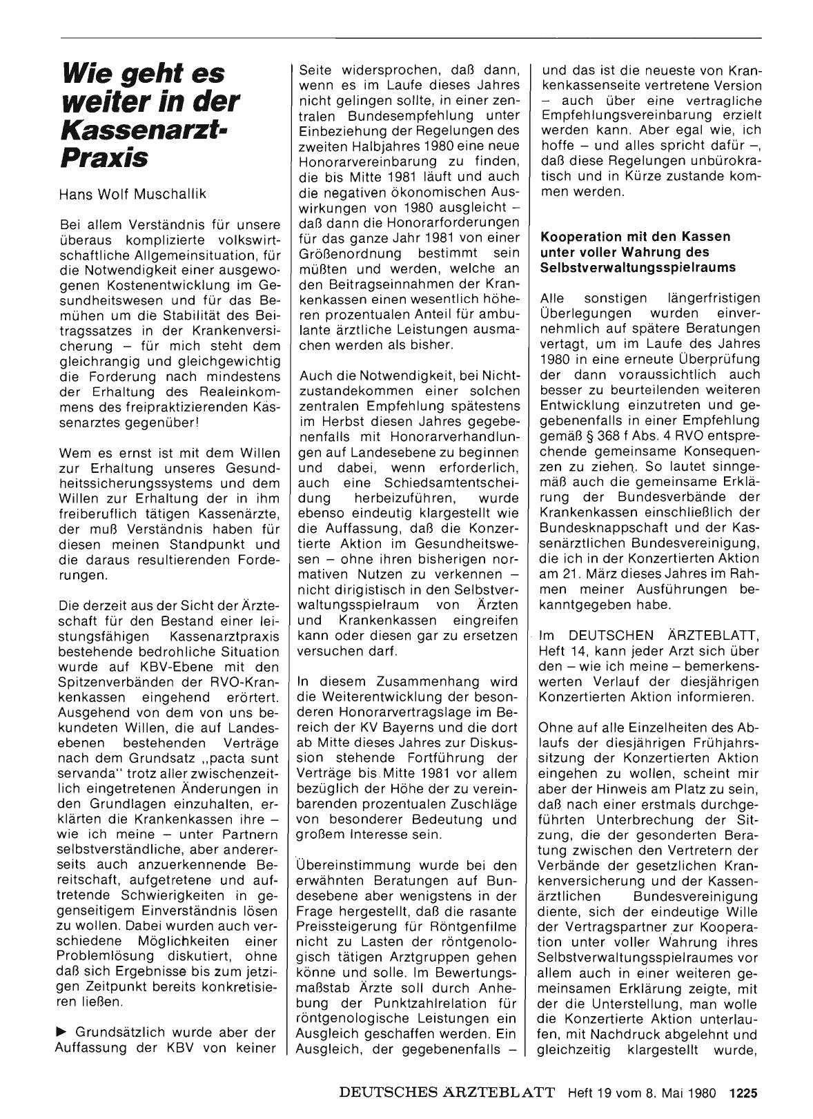 Vorschauseite 1: Wiegeht es weiter in der Kassenarzt· Praxis