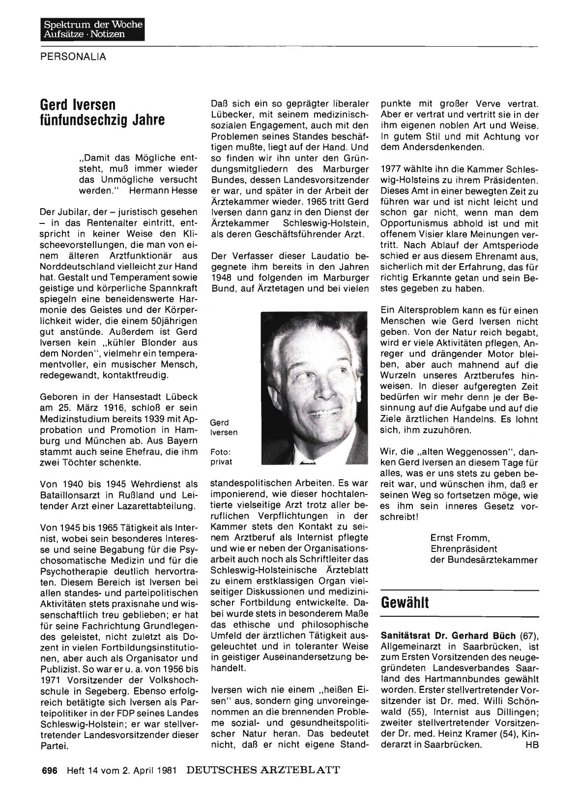 Vorschauseite 1: Gerd Iversen fünfundsechzig Jahre