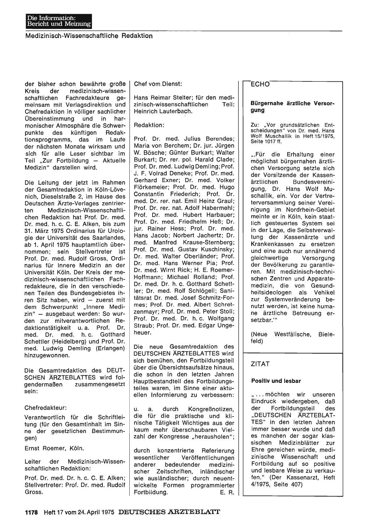 Vorschauseite 1: Bürgernahe ärztliche Versorgung