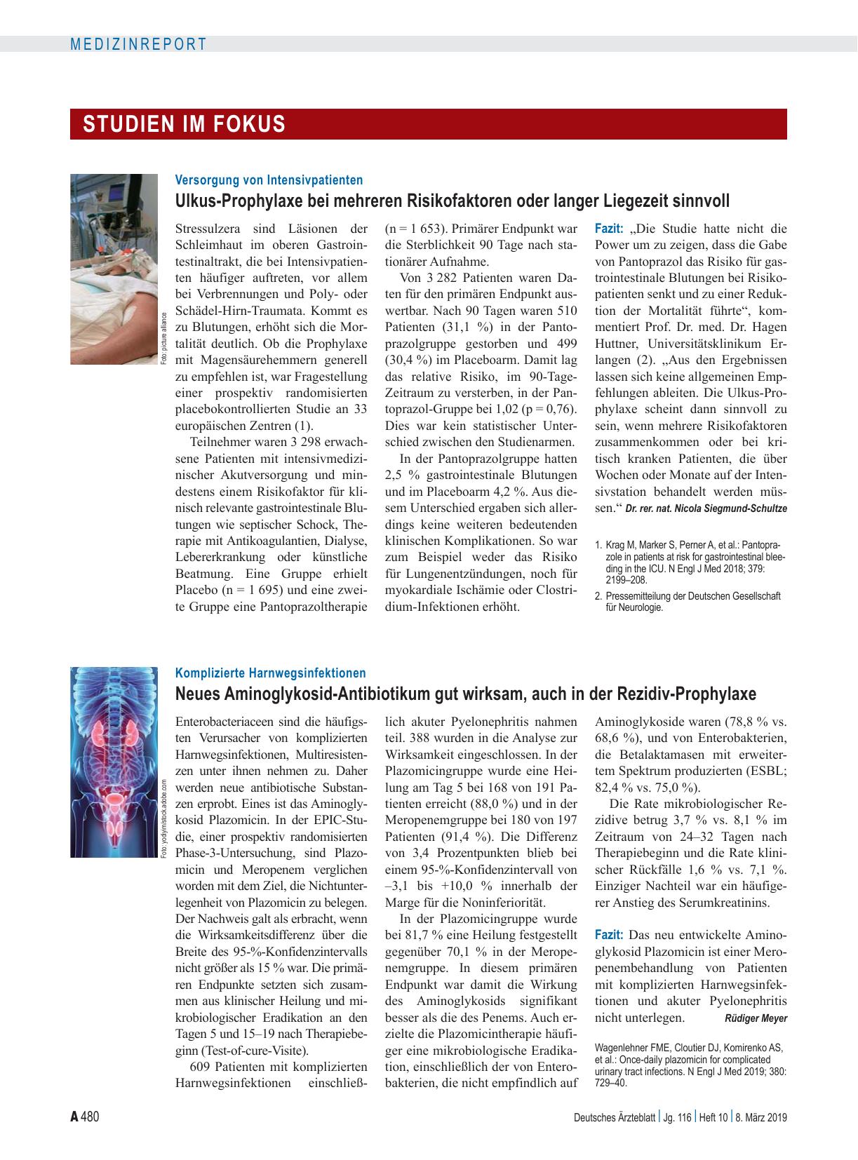 Vorschauseite 1: Komplizierte Harnwegsinfektionen: Neues Aminoglykosid-Antibiotikum gut wirksam, auch in der Rezidiv-Prophylaxe