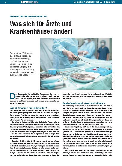 Vorschauseite 1: Umgang mit Medizinprodukten: Was sich für Ärzte und Krankenhäuser ändert