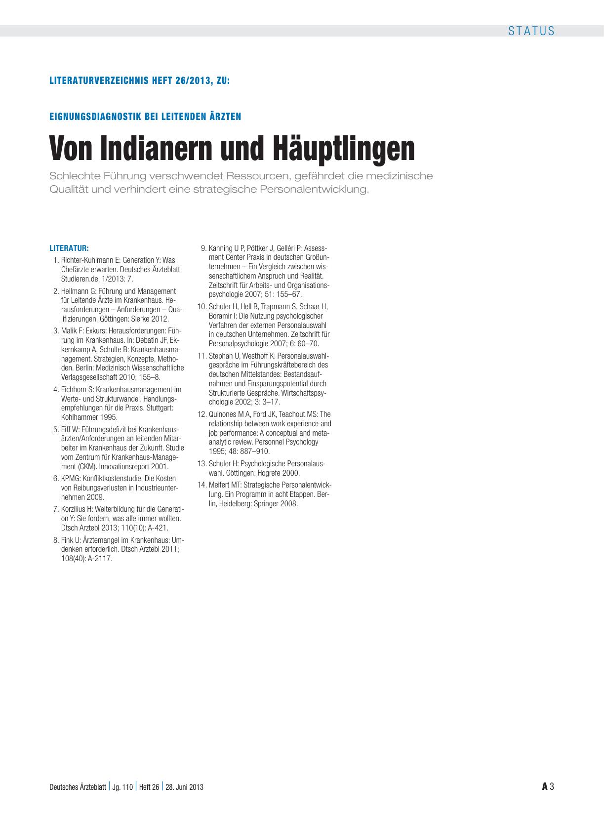 Vorschauseite 3: Eignungsdiagnostik bei leitenden Ärzten: Von Indianern und Häuptlingen