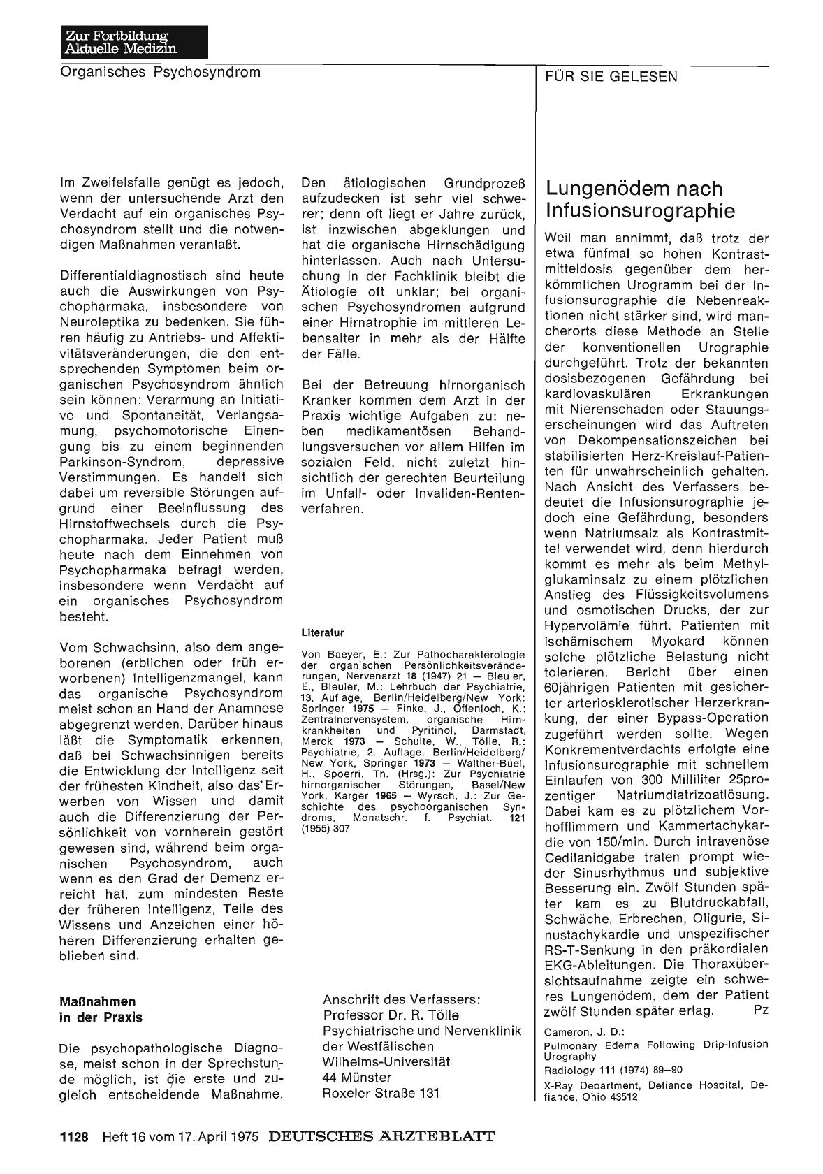 Vorschauseite 1: Lungenödem nach Infusionsurographie