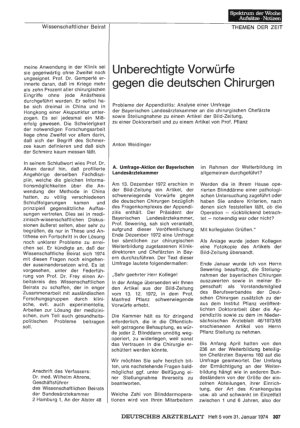 Vorschauseite 1: Unberechtigte Vorwürfe gegen die deutschen Chirurgen