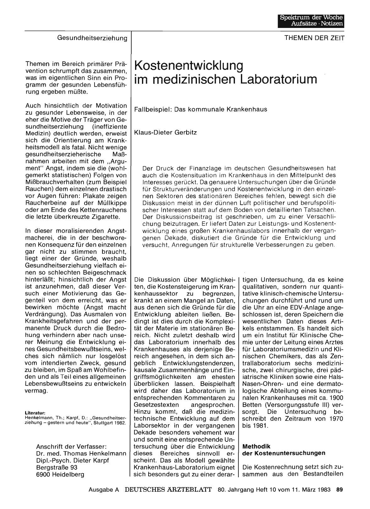 Vorschauseite 1: Kostenentwicklung im medizinischen Laboratorium