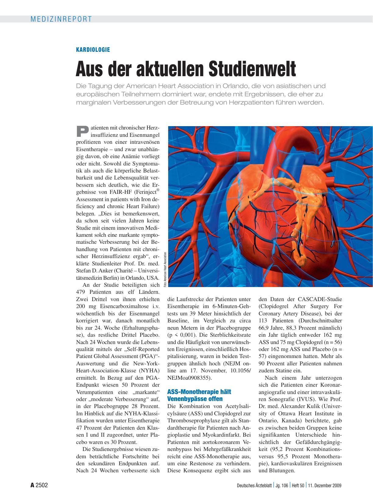 Vorschauseite 1: Kardiologie: Aus der aktuellen Studienwelt