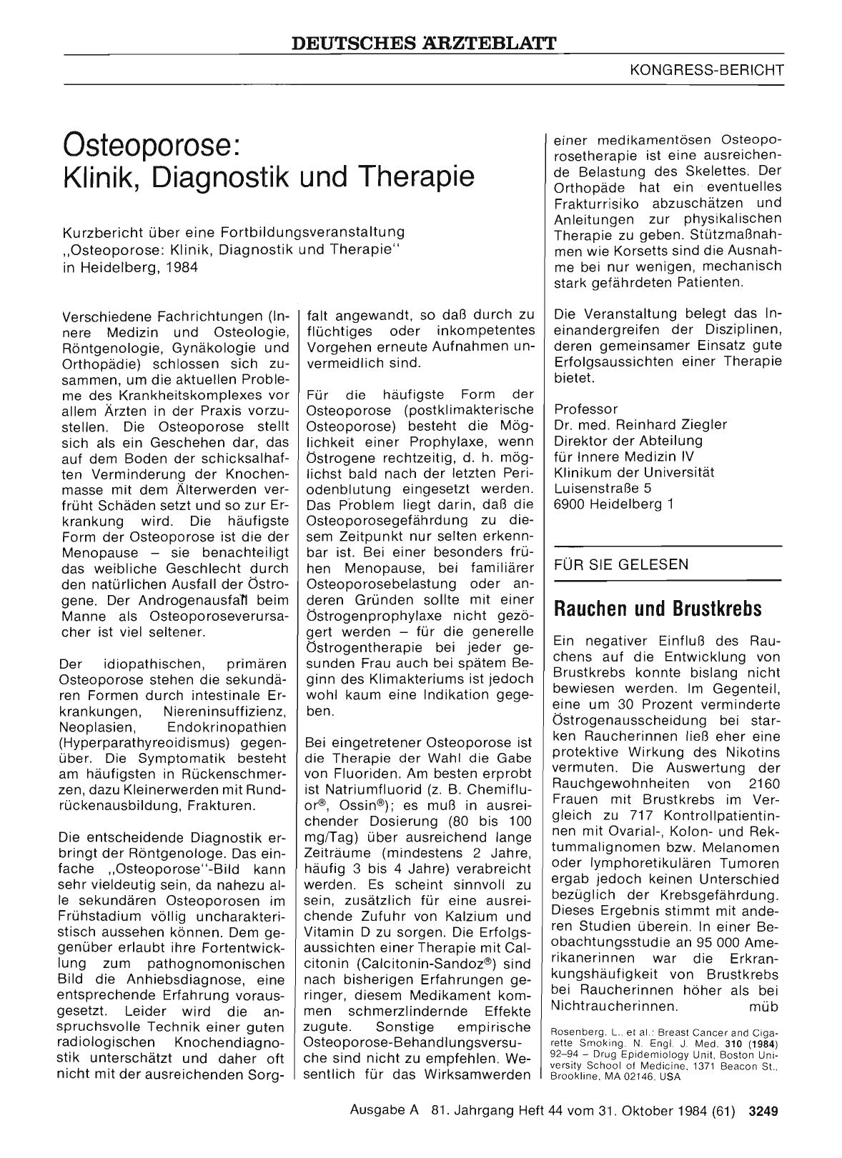 Vorschauseite 1: Rauchen und Brustkrebs