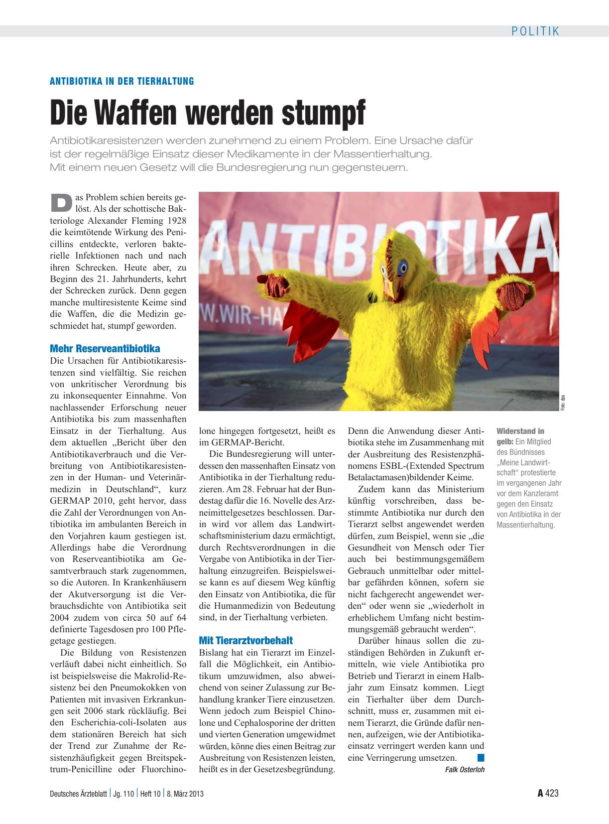 Vorschauseite 1: Antibiotika in der Tierhaltung: Die Waffen werden stumpf