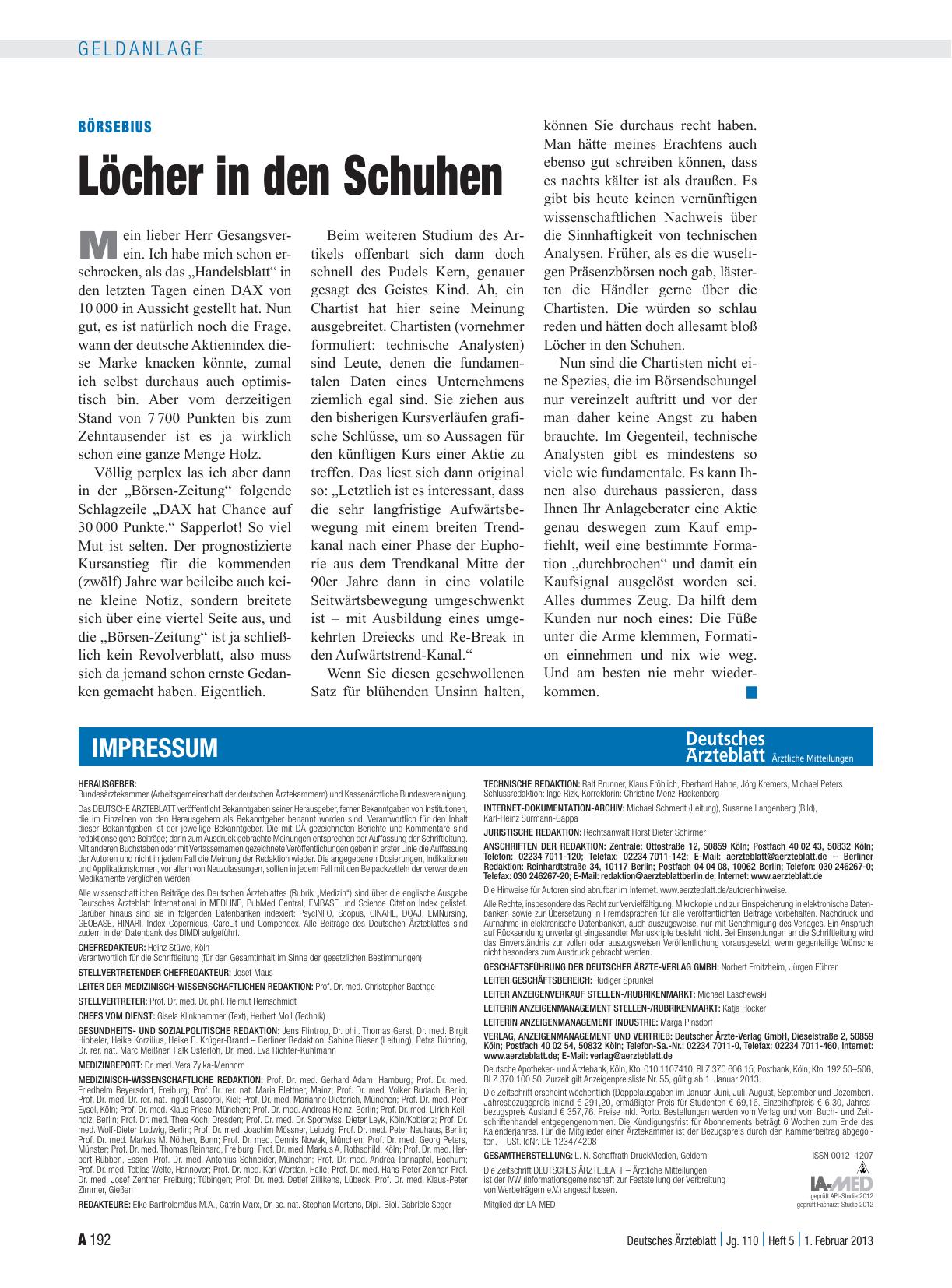 Vorschauseite 1: Börsebius: Löcher in den Schuhen