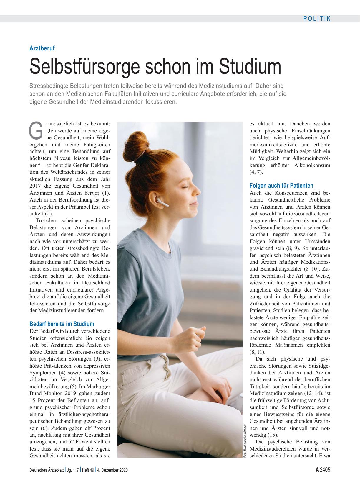 Vorschauseite 1: Arztberuf: Selbstfürsorge schon im Studium