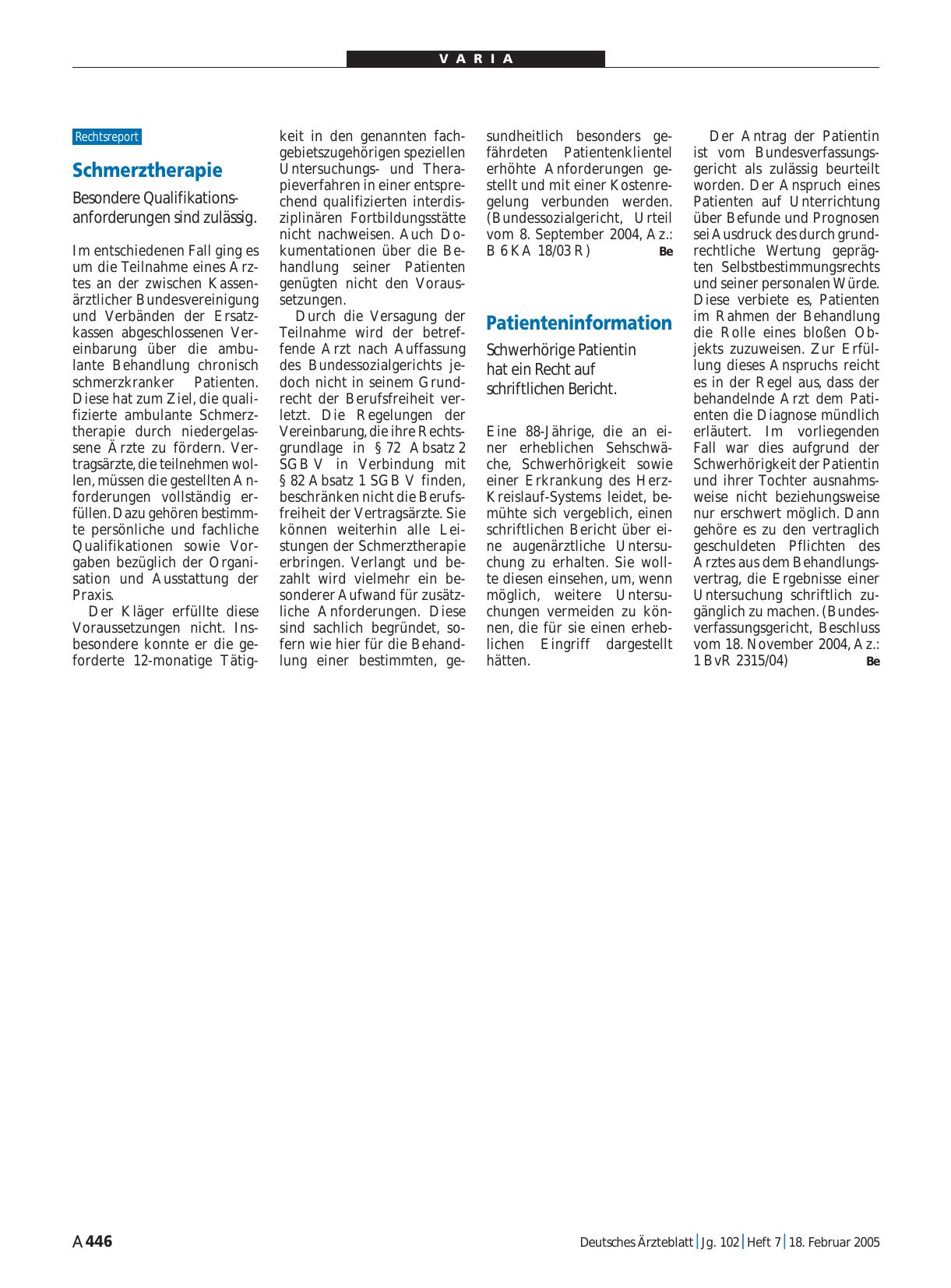 Vorschauseite 1: Patienteninformation: Schwerhörige Patientin hat ein Recht auf schriftlichen Bericht.