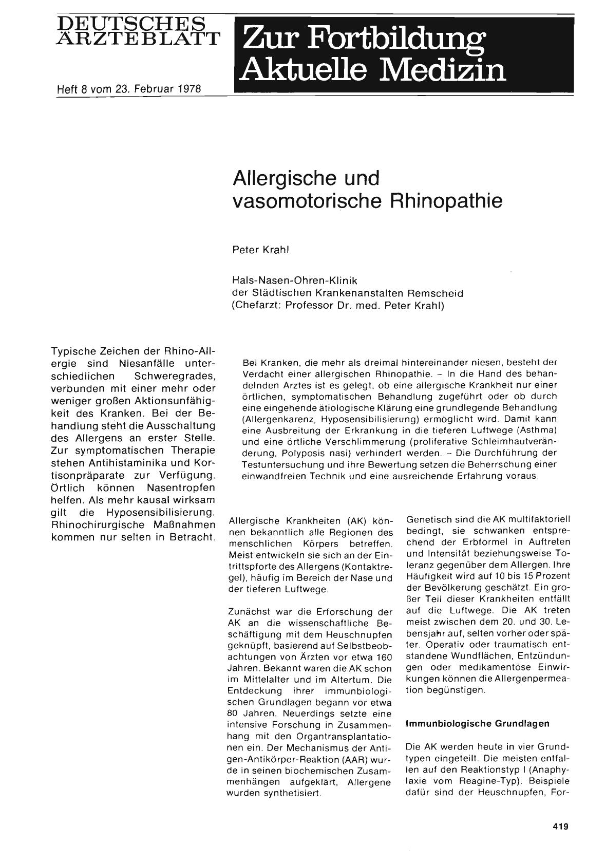 Vorschauseite 1: Allergische und vasomotorische Rhinopathie