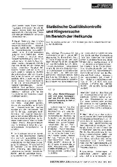 Vorschauseite 1: Statistische Qualitätskontrolle und Ringversuche im Bereich der Heilkunde
