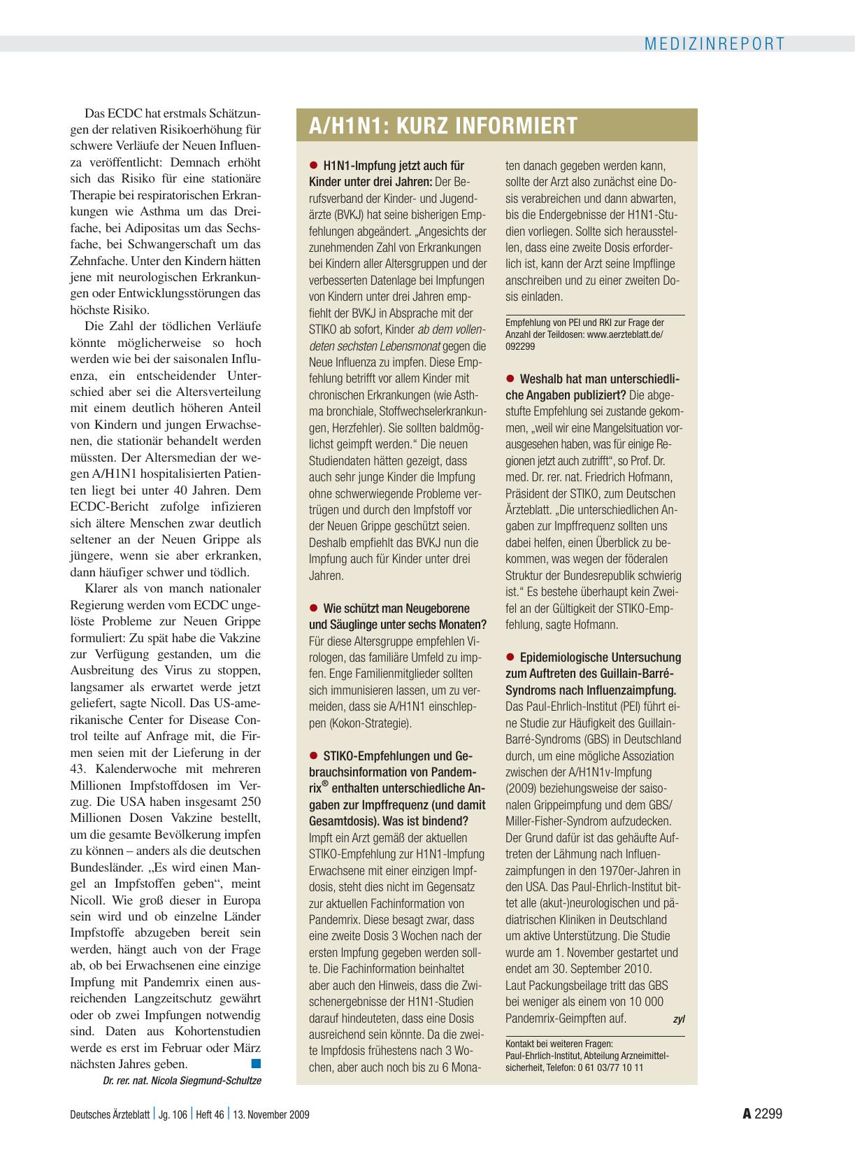 Vorschauseite 1: A/H1N1: Kurz informiert