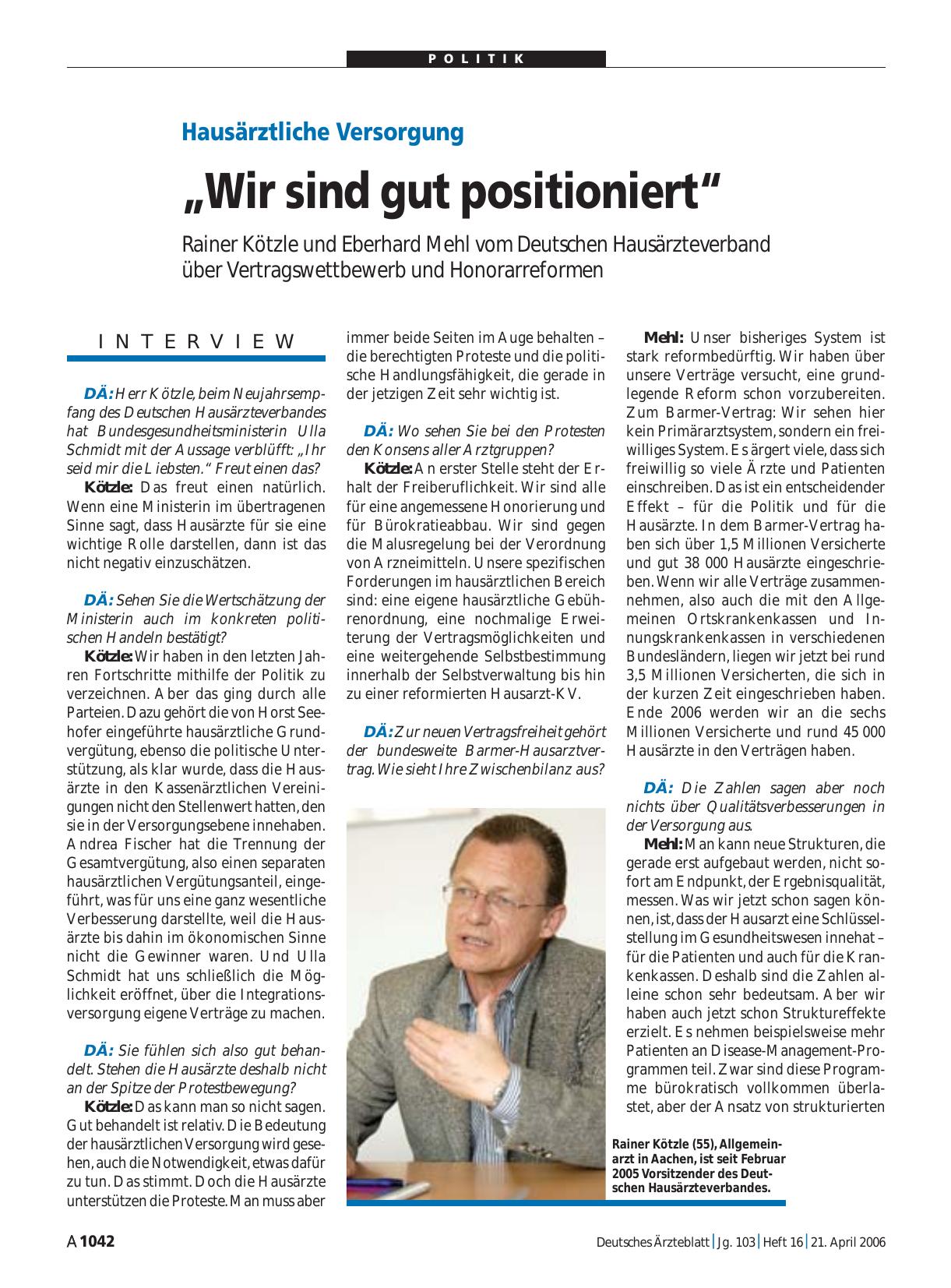 Vorschauseite 1: Hausärztliche Versorgung: „Wir sind gut positioniert“