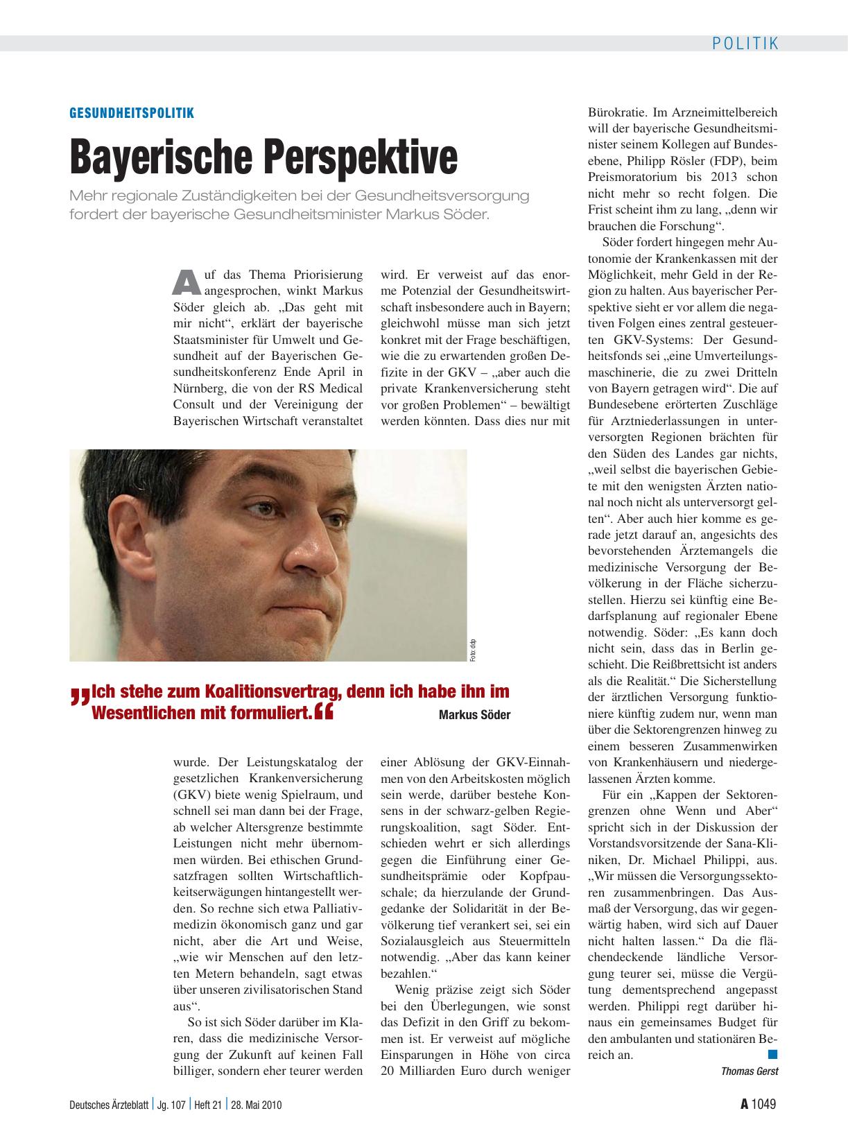 Vorschauseite 1: Gesundheitspolitik: Bayerische Perspektive