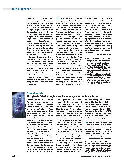 Vorschauseite 1: Schwere Pneumonie: Multiplex-PCR-Test ermöglicht rasch eine erregerspezifische Antibiose