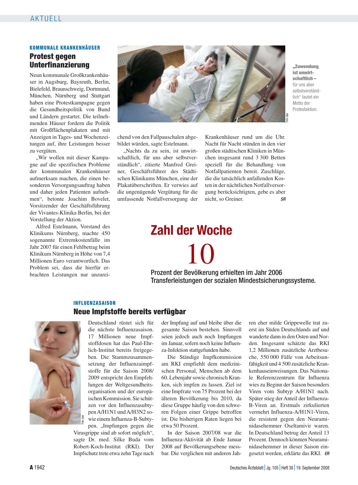 Vorschauseite 1: Influenzasaison: Neue Impfstoffe bereits verfügbar