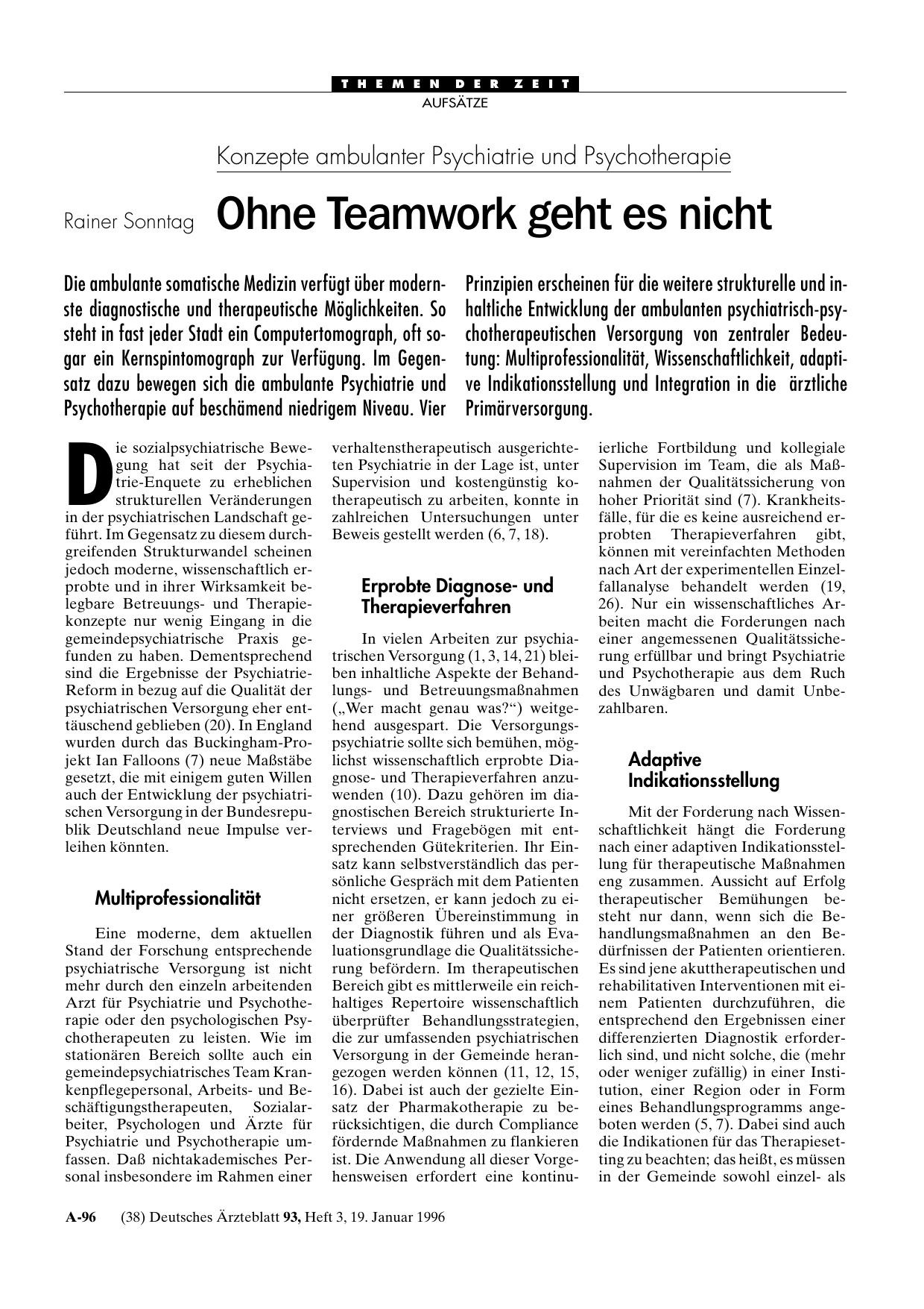 Vorschauseite 1: Konzepte ambulanter Psychiatrie und Psychotherapie: Ohne Teamwork geht es nicht