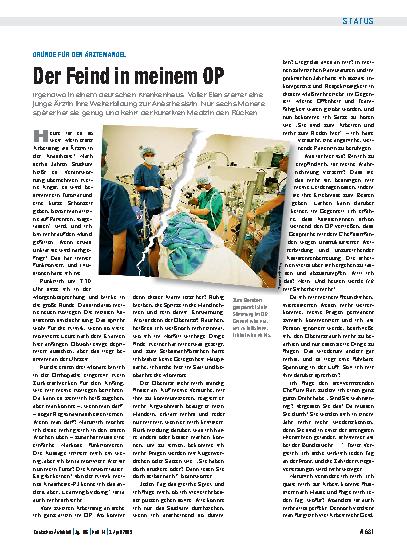Vorschauseite 1: Gründe für den Ärztemangel: Der Feind in meinem OP